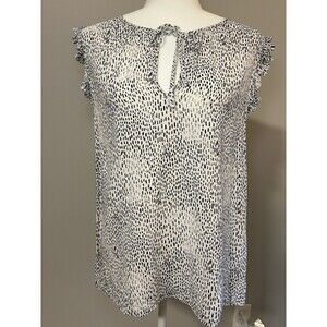 GAP Ruffle V-neck Tie Collar Animal Print Blouse Medium